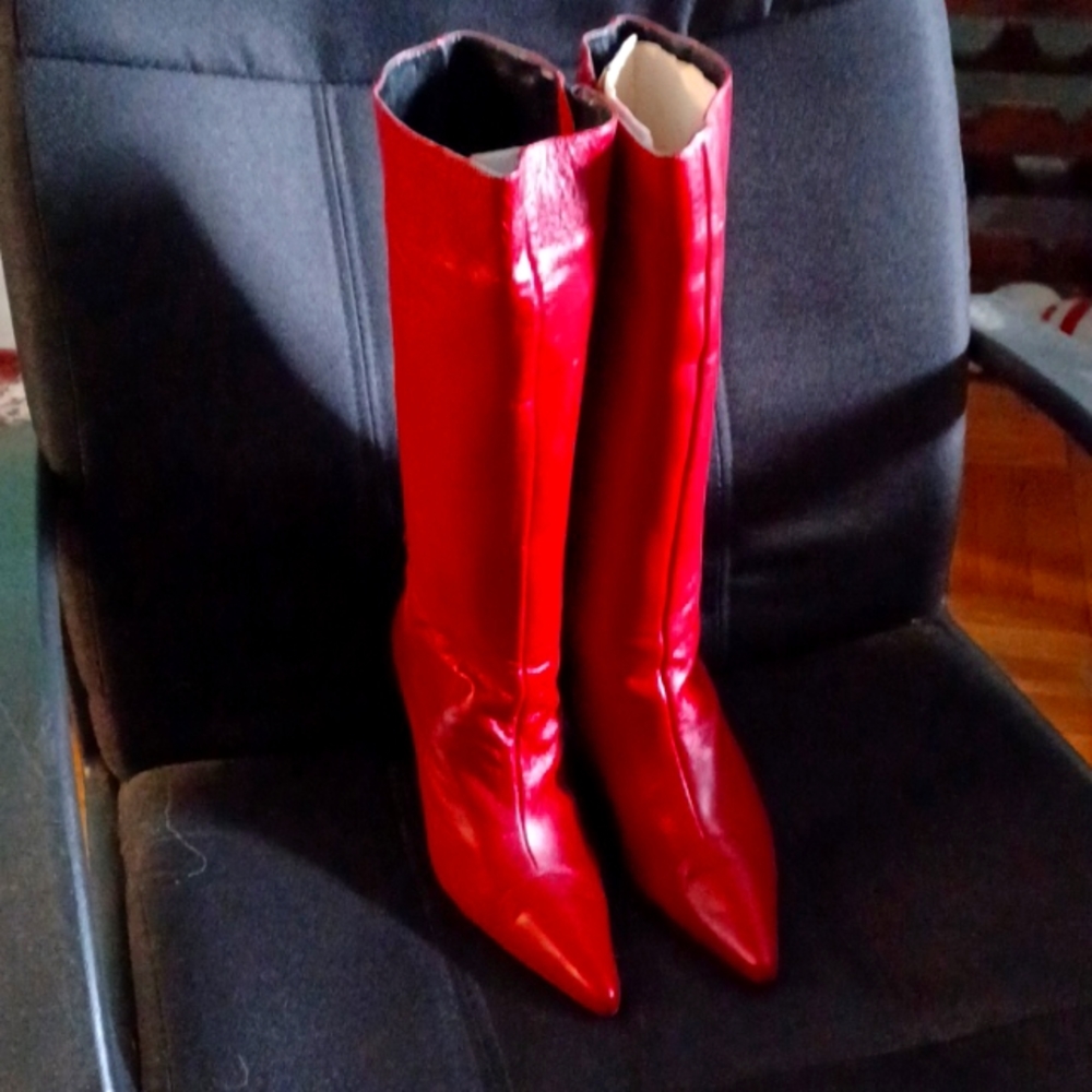 Red boots women's 7. 4 inch heels